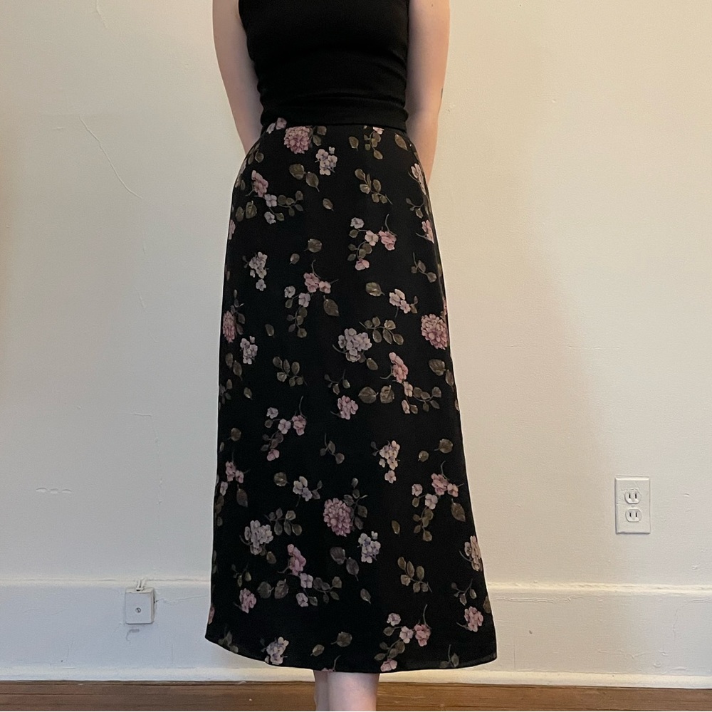Vintage Talbots Floral Maxi Skirt Size 8 Rayon